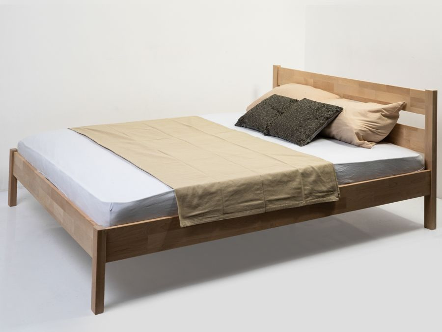 Двуспальная кровать Агата из массива березы, 140 х 200 см, без настила, цвет без покраски  #1