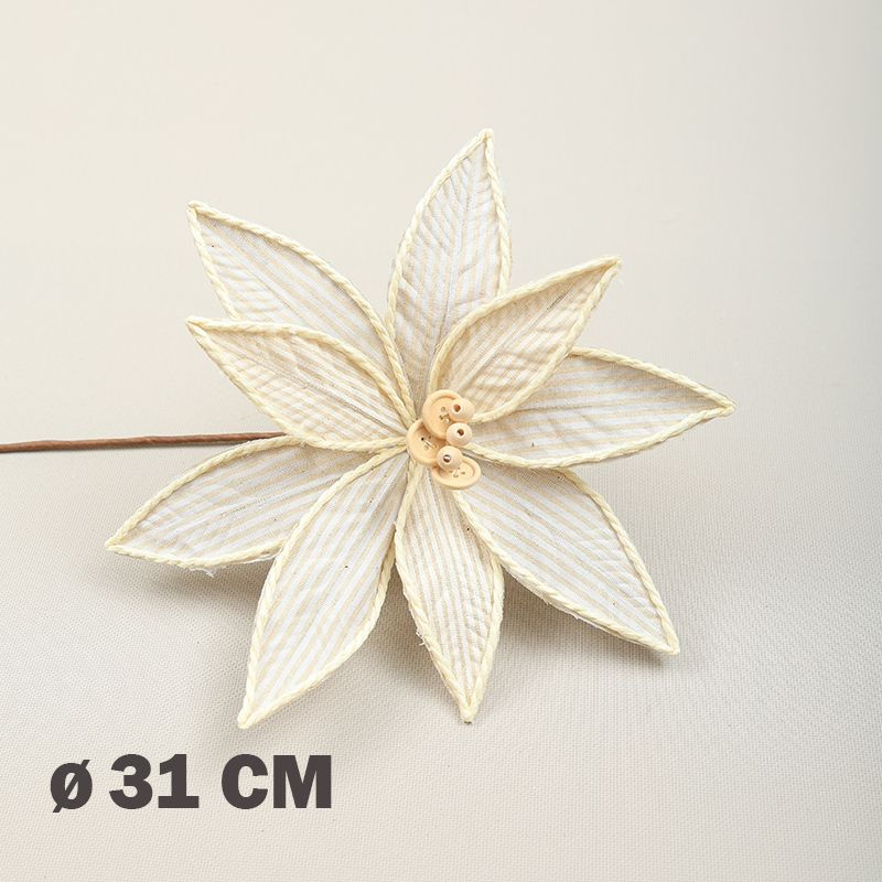 Цветок искусственный декоративный новогодний, d 31 см, цвет ванильный  #1