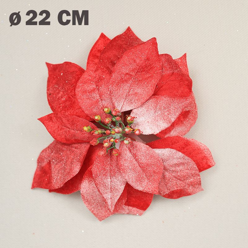 Цветок искусственный декоративный новогодний, d 22 см, цвет вишневый  #1