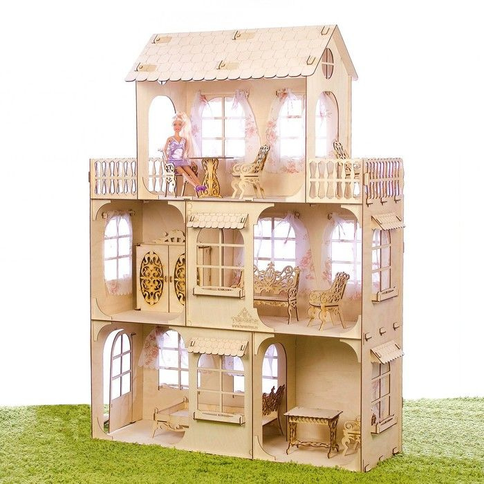 Конструктор "Большой кукольный дом", без мебели и текстиля, фанера 3 мм, этаж: 33 см  #1