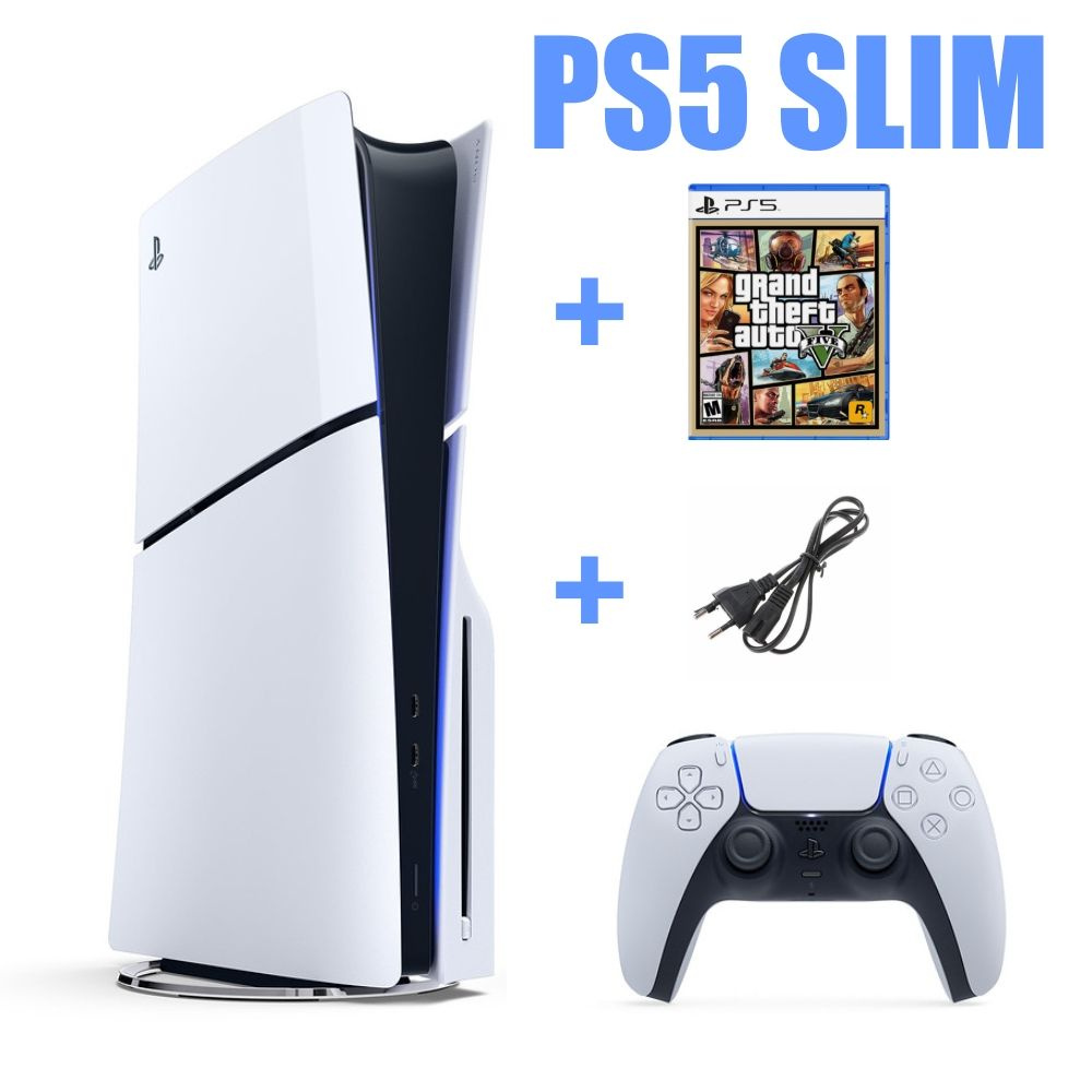Игровая консоль PlayStation 5 Slim 1ТБ CFI-2000A PS5, PS5 SLIM, ПС5 + диск GTA 5 с дисководом белая  #1