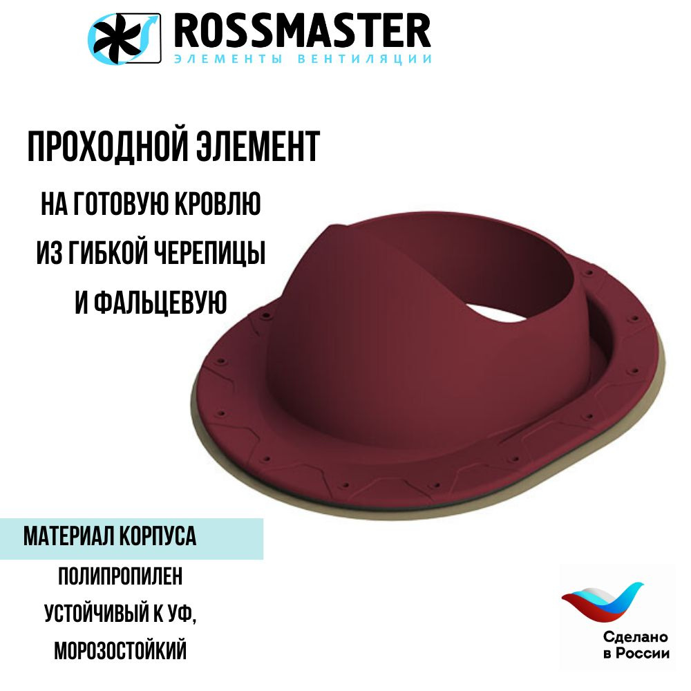 Проходной элемент ROSSMASTER для готовой кровли из гибкой черепицы и фальцевой, красный NH-87/F  #1