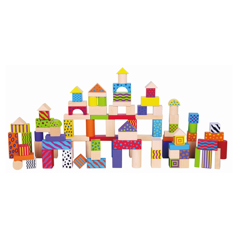 Развивающие игрушки из дерева Viga Toys Конструктор цветной (100 деталей) в ведре  #1