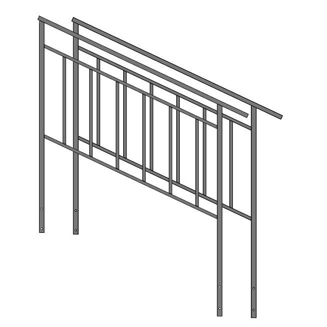 Перила "Лофт" к крыльцу 3 ступени - комплект 2 штуки #1