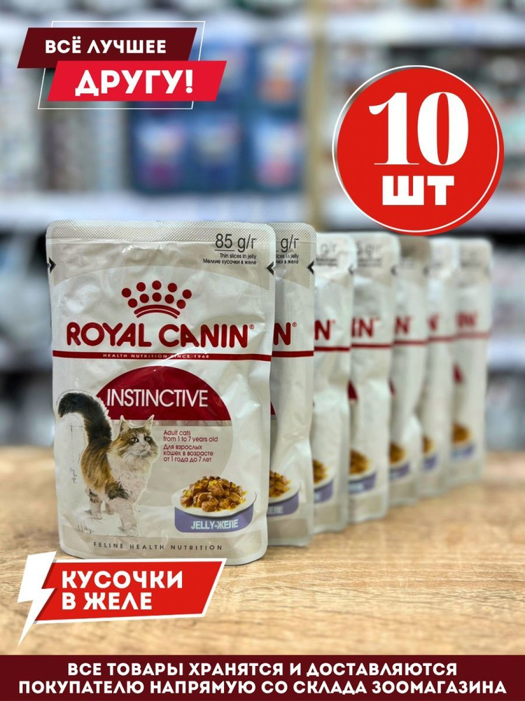 Корм влажный Роял Канин для кошек Instinctive пауч кусочки в желе 10 шт по 85 г  #1