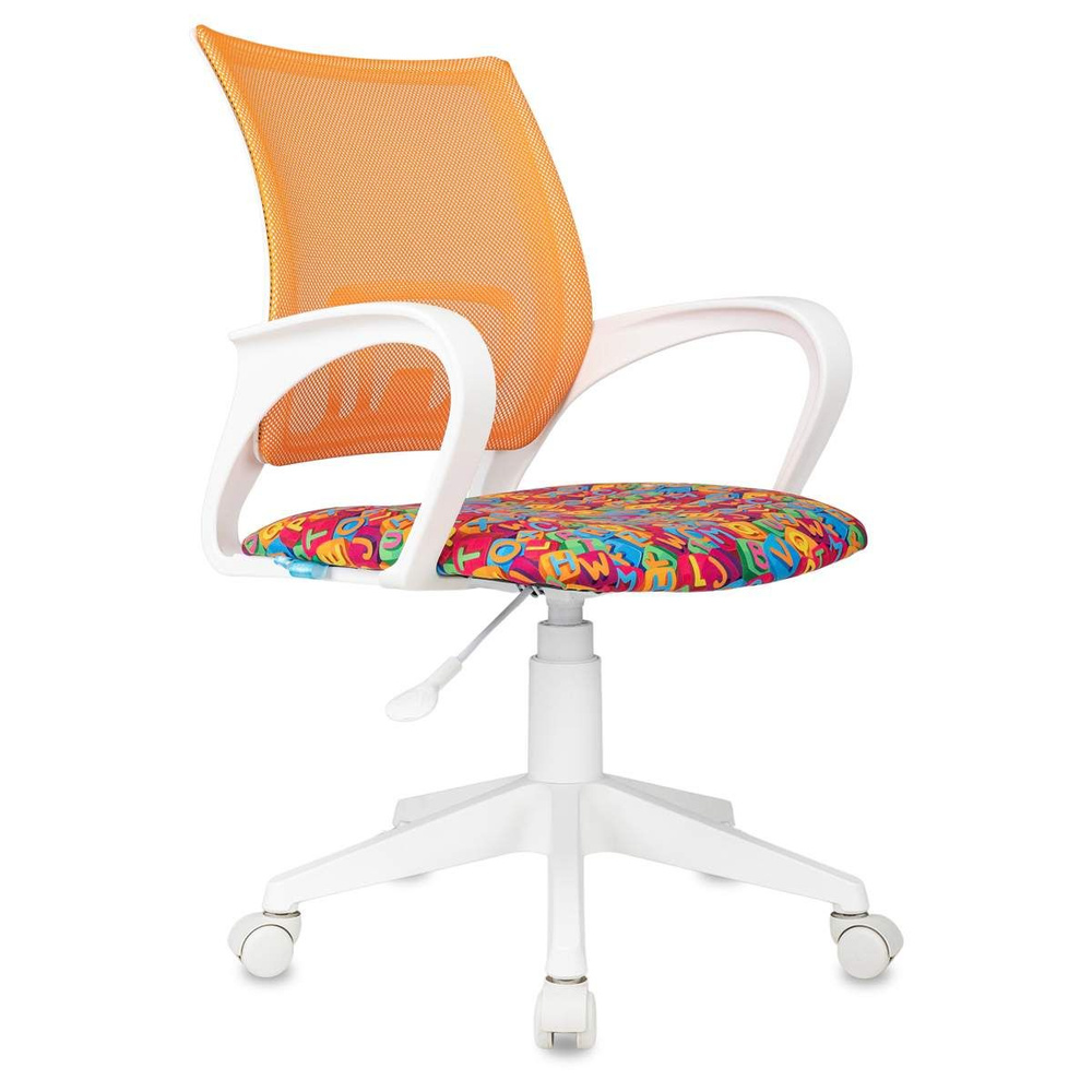 Кресло детское Helmi HL-K95 R (W695) "Airy", спинка сетка оранжевая/сиденье ткань с рисунком алфавит, #1