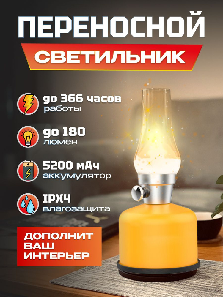 Светодиодный LED фонарь для кемпинга и led лампа настольная беспроводная Sunree Green Light 2021 Ретро #1