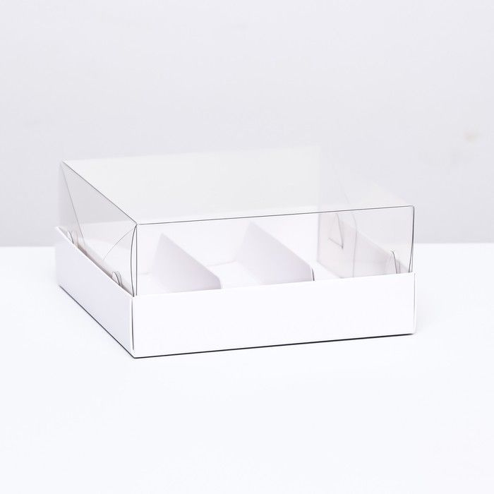 Upak Land, Упаковка с прозрачной крышкой под 3 эклера, белый 13,5 x 13,5 x 6 см, 5 штук  #1