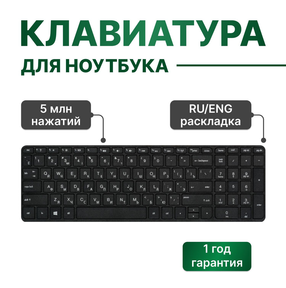 Клавиатура для HP 250 G3, 15-S, 250 G2, 255 G3, Pavilion 15-e, 15-r, 15-d, 15-g и др #1