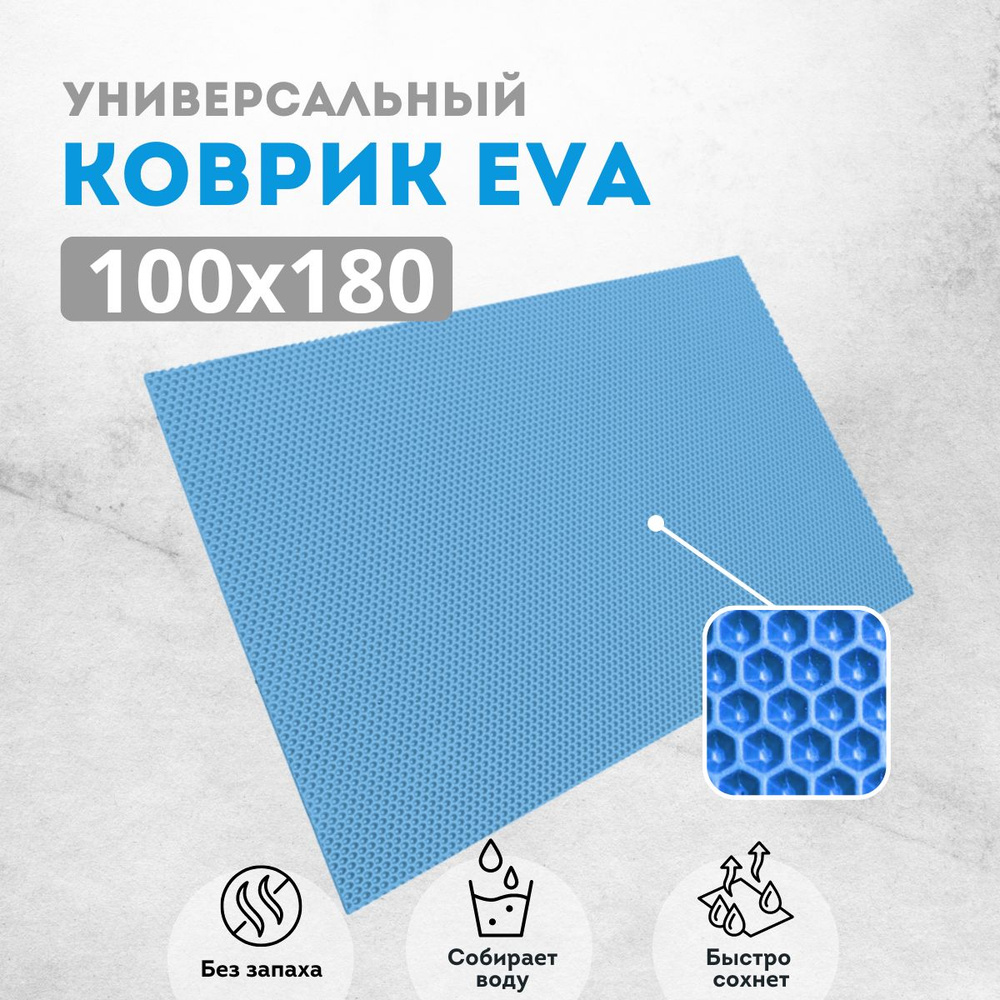 Коврик придверный 100х180см голубой соты #1