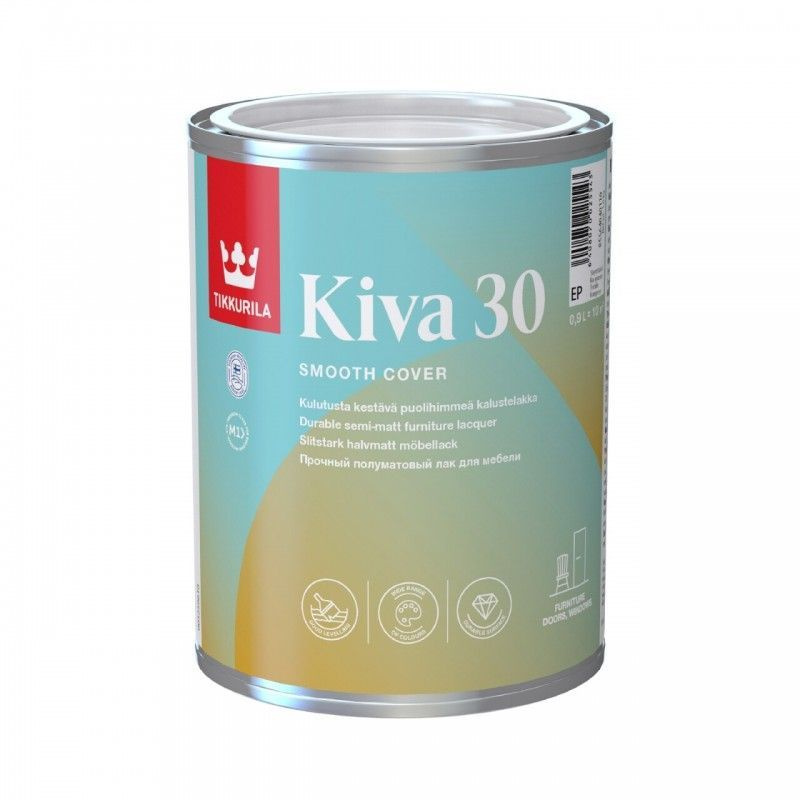 Tikkurila Kiva 30/Тиккурила Кива 30, 0.9л, полуматовый лак для мебели  #1