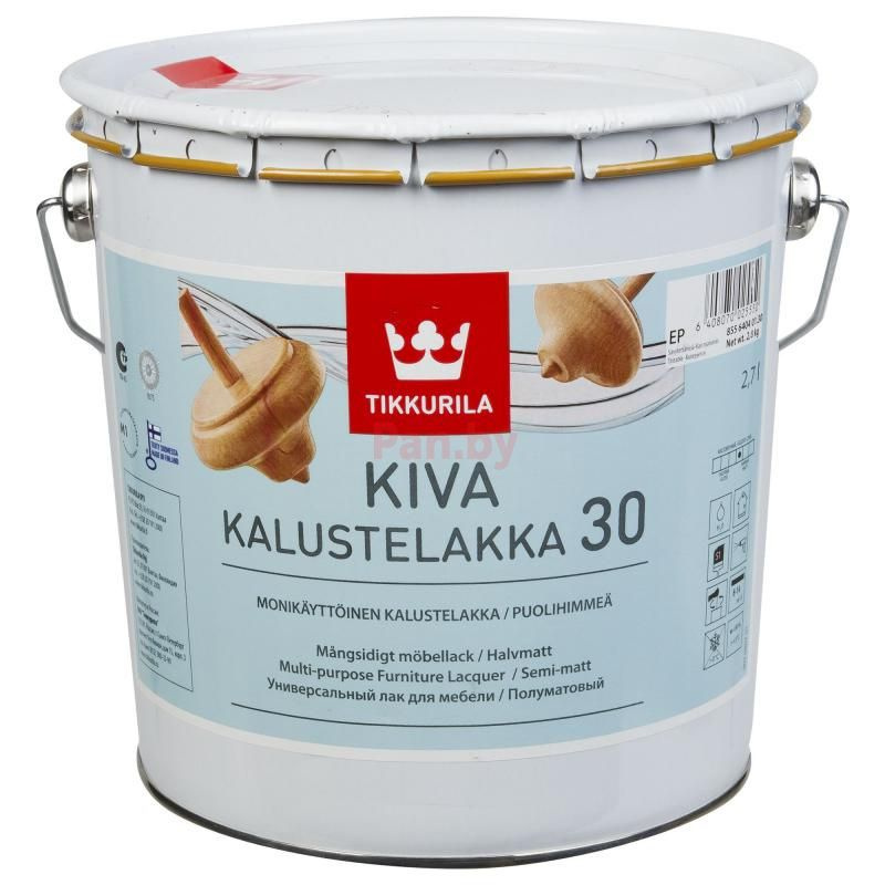 Tikkurila Kiva 30/Тиккурила Кива 30, 2.7л, полуматовый лак для мебели  #1