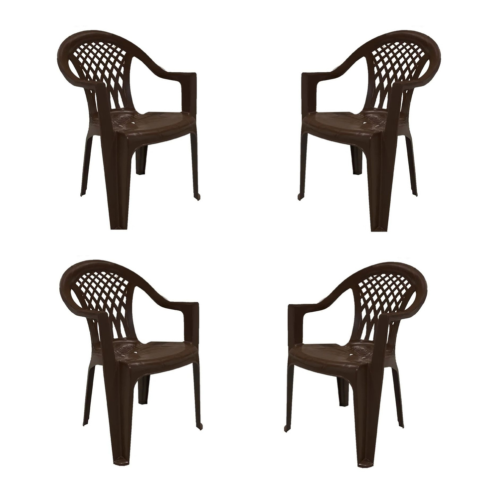 Садовый стул, Пластик, 60х57х83 см, 4 шт коричневый #1