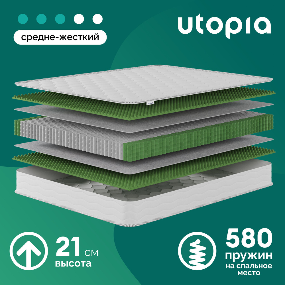 UTOPIA Матрас Spring Original Plus, Независимые пружины, 90х200 см #1