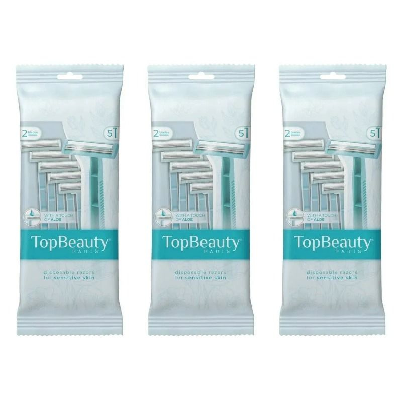 TopBeauty Paris Бритвы одноразовые женские, 2 лезвия, 5 шт в уп, 3 уп.  #1