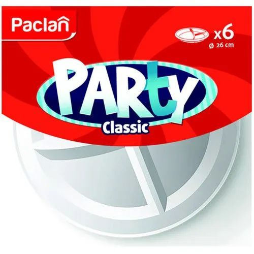 Paclan Тарелка пластиковая белая Party, трехсекционная, 260 мм, 6 шт  #1