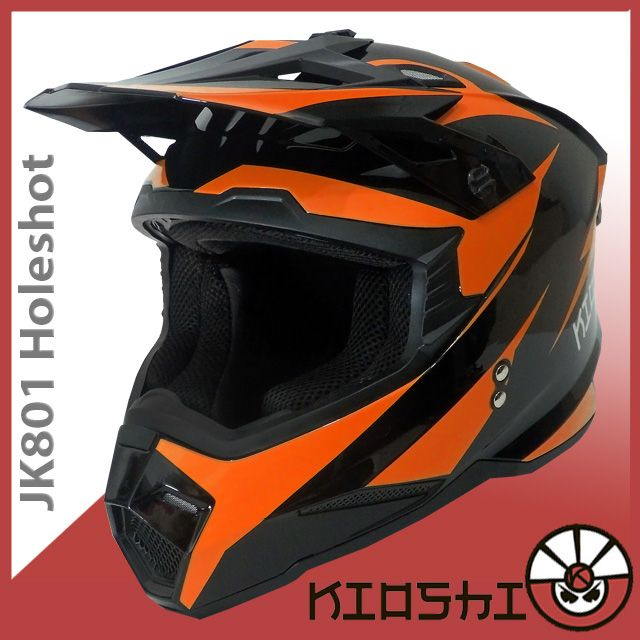 Шлем кроссовый KIOSHI JK801 Holeshot S(55-56) черный оранжевый глянец  #1