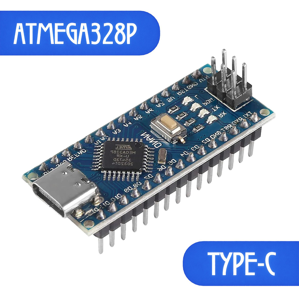 Контроллер Arduino Nano V 3.0 ATMEGA328P CH340 ардуино (запаянная), USB Type-C  #1
