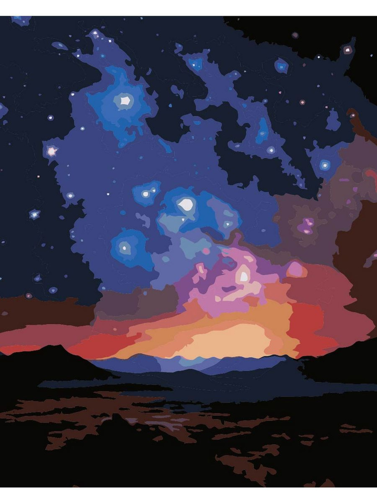 Картина по номерам звёздное небо на холсте с деревянным подрамником размер 40х50, акриловые краски, кисточки, #1