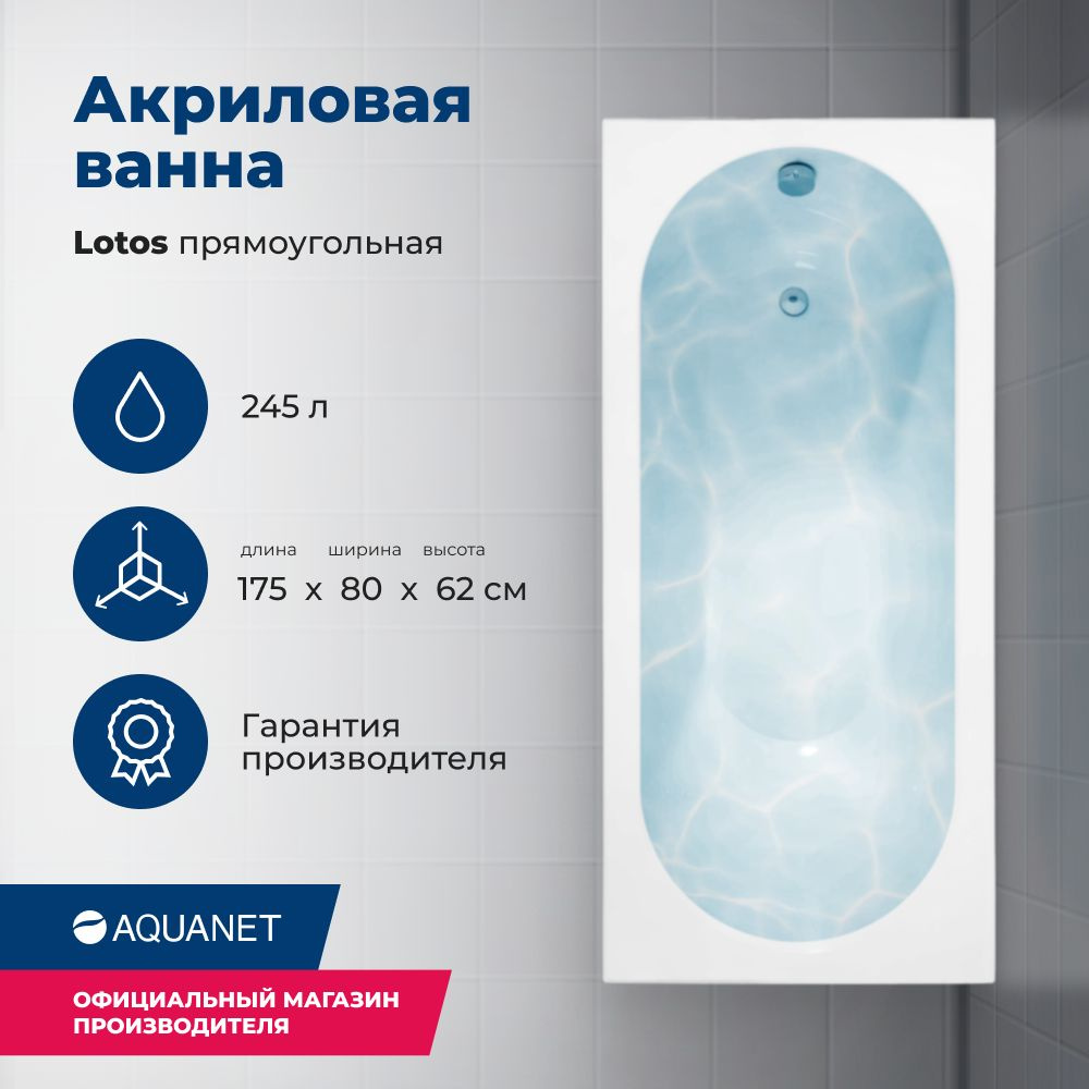 Акриловая ванна Aquanet Lotos 175x80 (с каркасом) #1