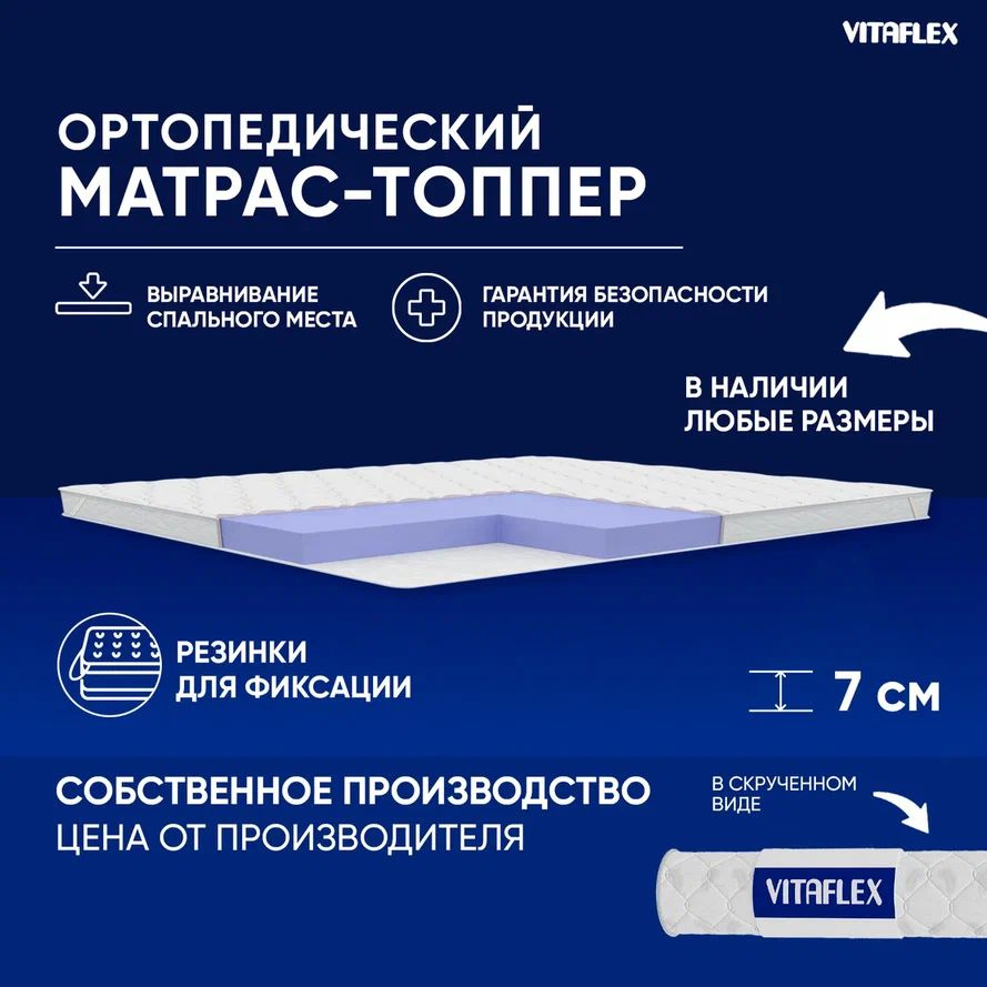 VITAFLEX Топпер-наматрасник Матрас-топпер 190x190 см ортопедический Vitaflex Soft Tricot 6x4Sk беспружинный, #1