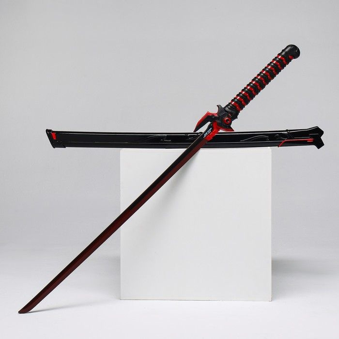 Сувенирное оружие "Катана Гэндзи" 108 см, черная с красным, пенополистирол  #1