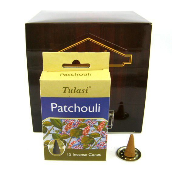 Tulasi Incense CONES PATCHOULI, Sarathi (Туласи благовония КОНУСЫ ПАЧУЛИ, Саратхи), уп. 15 конусов.  #1