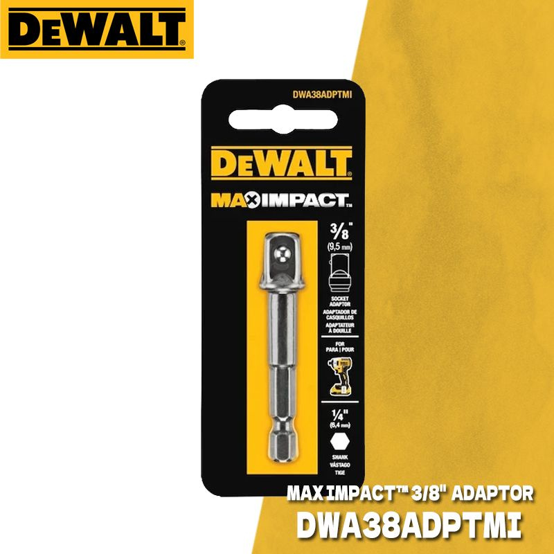 DEWALT MAX IMPACT 1 / 4 дюйма до квадратного адаптера 3 / 8 дюйма DWA38ADPTMI Инструменты  #1