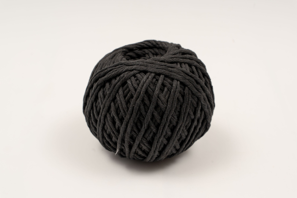 Шпагат хлопковый Kraftcom, 2мм х 50м (1шт), цвет - черный / шпагат для вязания, веревка для плетения #1