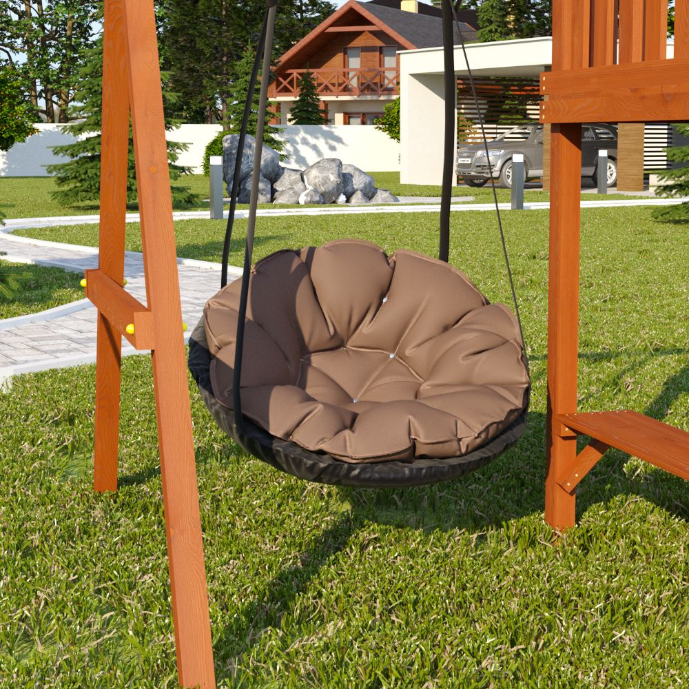 Подвесное кресло качели с подушкой PapaSAV Шоколад 100 см садовые подвесные качели, качели-гнездо детские #1