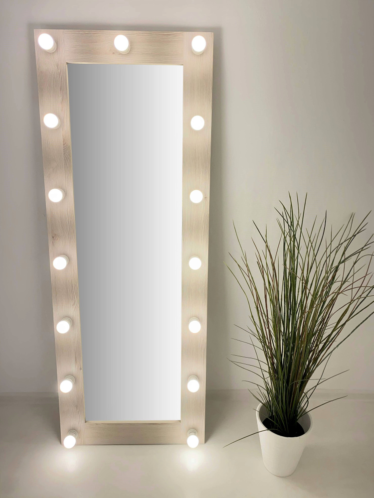 Гримерное зеркало BeautyUp 160x60 см с лампочками цвет Сосна рустик  #1