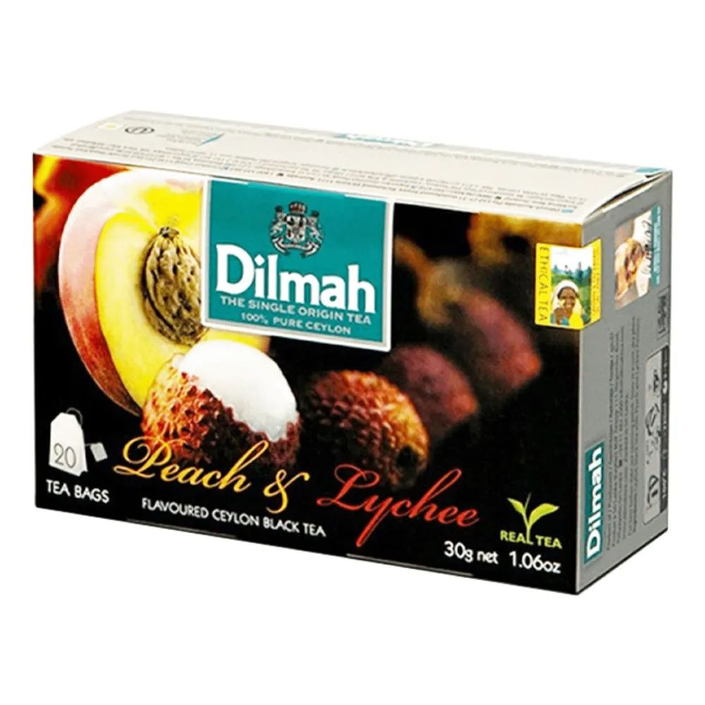 Чай черный Dilmah персик и личи в пакетиках 1,5 г х 20 шт #1