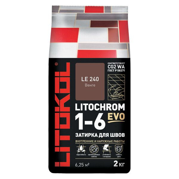 Затирка цементная Litokol Litochrom 1-6 EVO LE.240 венге 2 кг #1