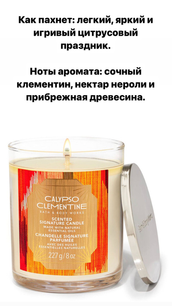 Bath and Body Works Свеча ароматическая "CALYPSO CLEMENTINE", 11 см, 1 шт #1