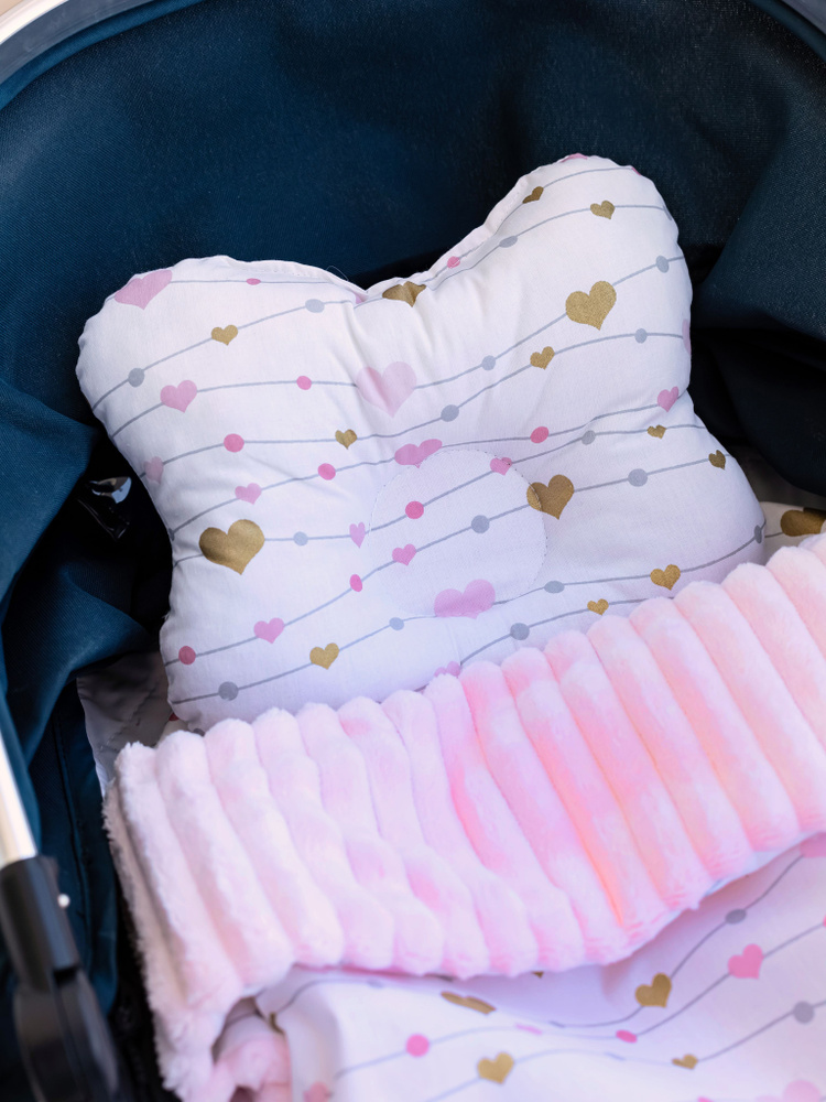 Комплект одеяло для новорожденного, анатомическая подушка, пеленка, в кроватку, в коляску Bambini Love #1