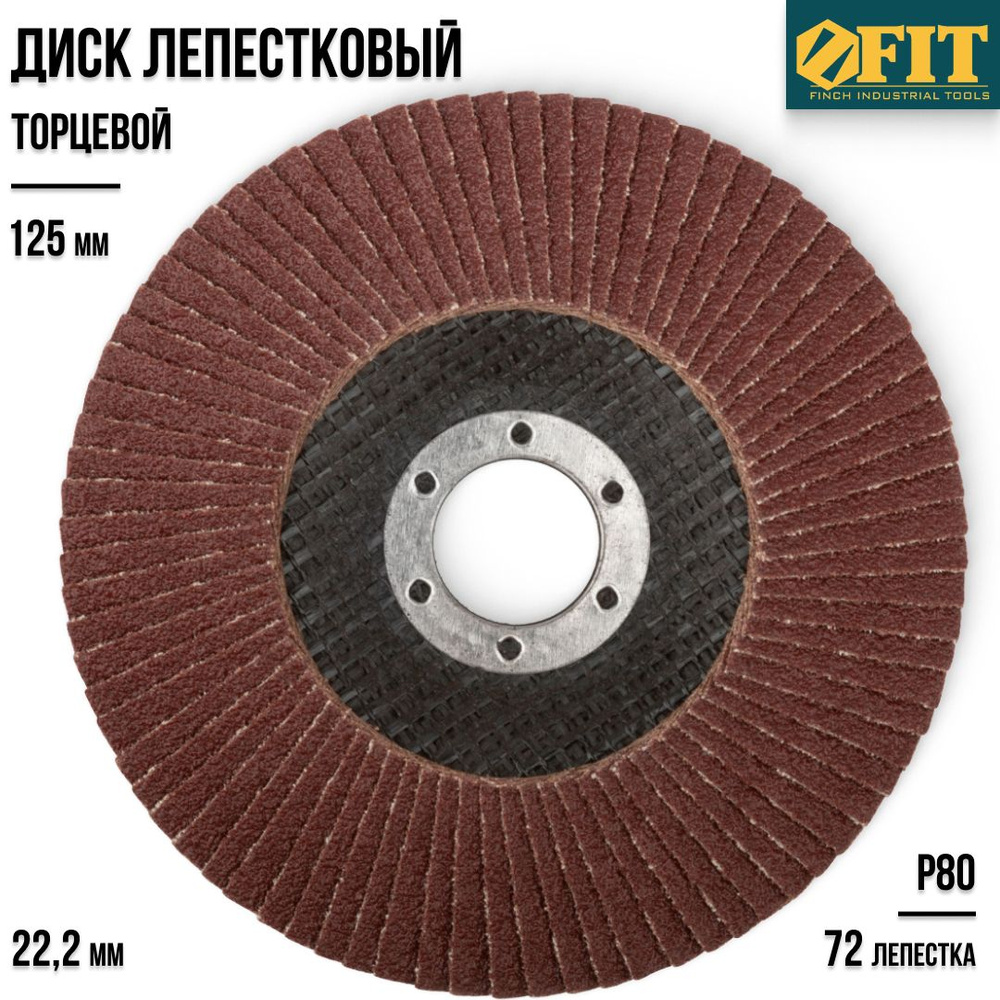 FIT FINCH INDUSTRIAL TOOLS Круг лепестковый торцевой 125 x 10 x 22.2; 72 зуб.; P80  #1