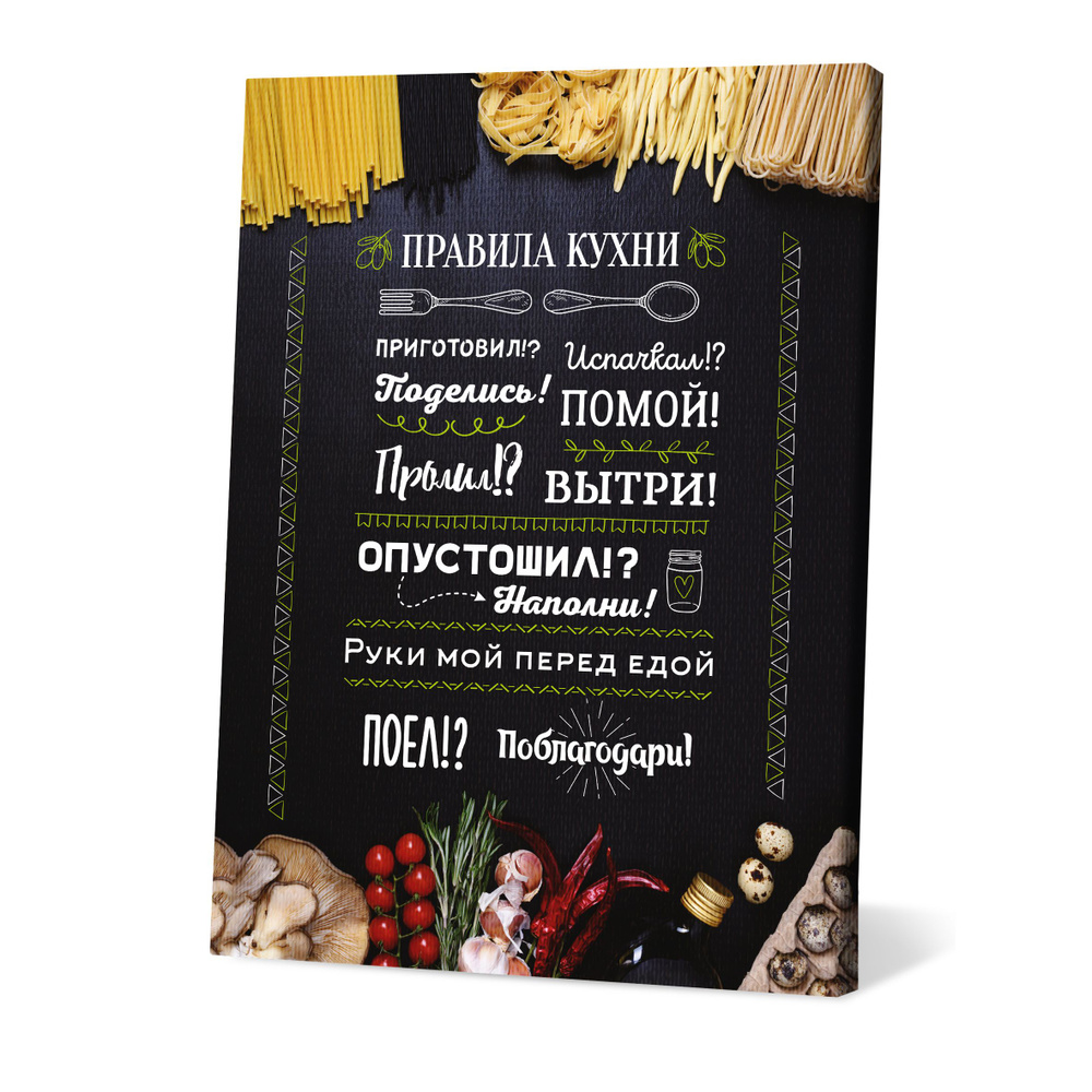 Картина на кухню с правилом, в подарок 30х40 см, Порадуй #1