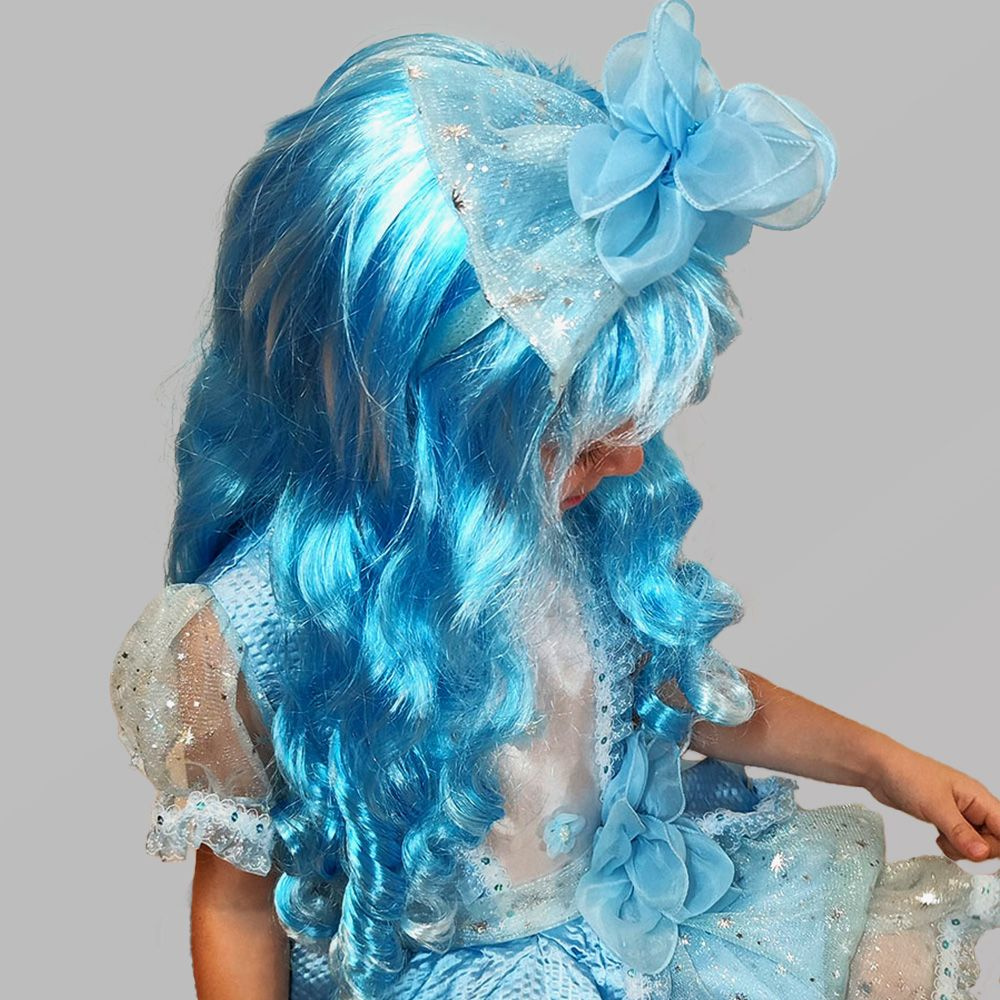Карнавальный парик Мальвины Голубой кудрявый #1