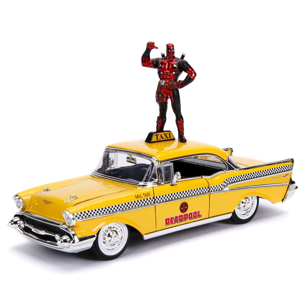 Набор Hollywood Rides Машинка с Фигуркой 2.75" 1:241957 Chevy Bel Air-Hard Top W/Deadpool Figure 30290 #1