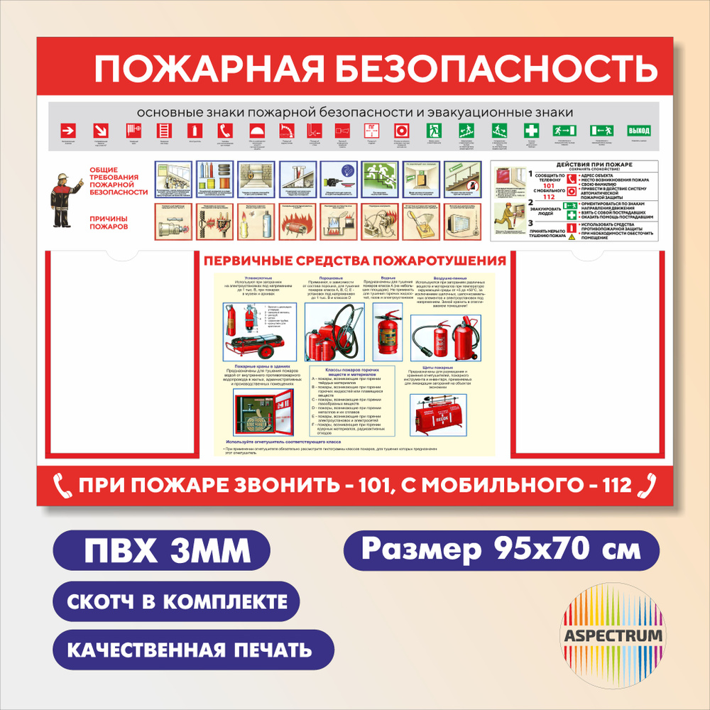 Стенд Пожарная безопасность 95*75 см два кармана А4 #1