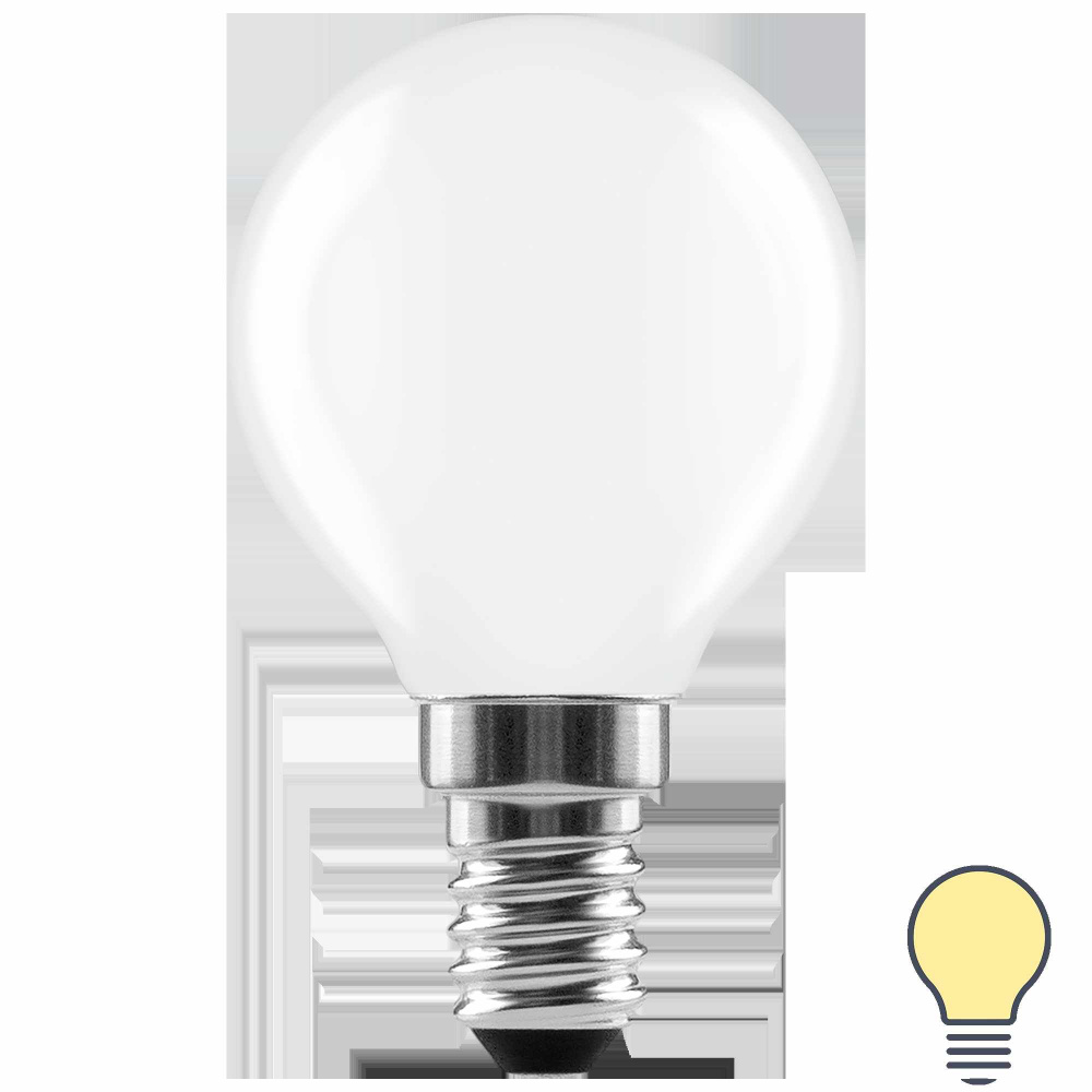 Lexman Лампочка Лампа светодиодная E14 220-240 В 5 Вт шар матовая 600 лм теплый белый свет, E14, 1 шт. #1