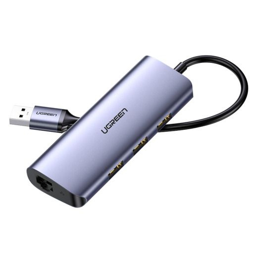 Адаптер UGREEN CM252 (60718) USB-C to 3xUSB 3.0+RJ45+Micro USB Multifunction Adapter серый  #1