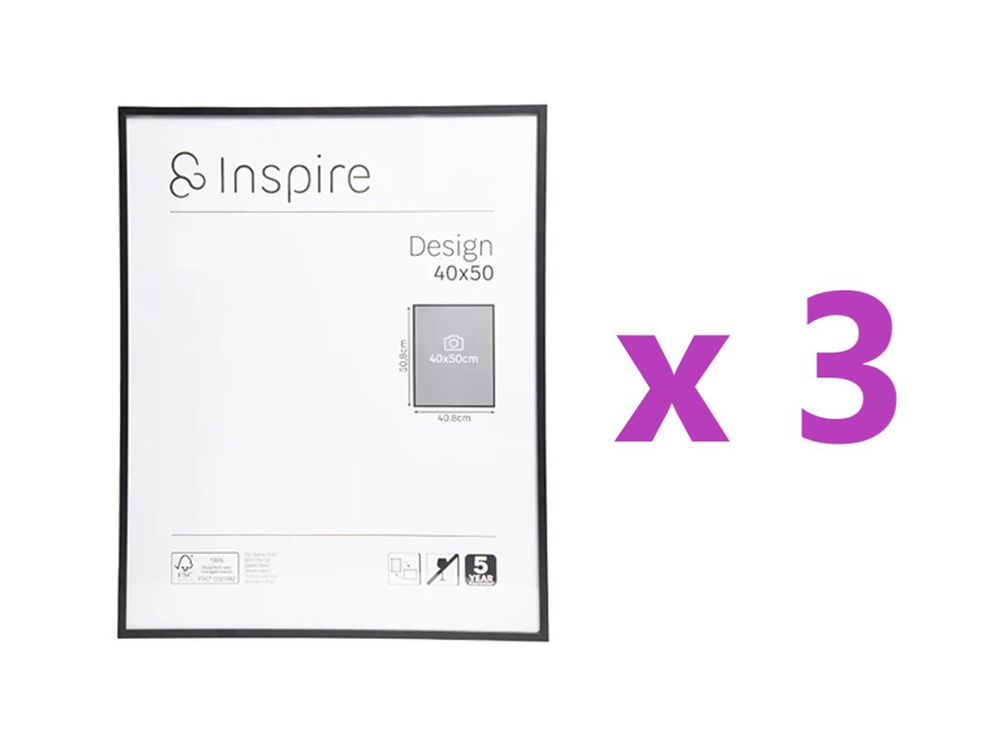Рамка Inspire Design 40x50 см алюминий цвет черный, 3 шт. #1