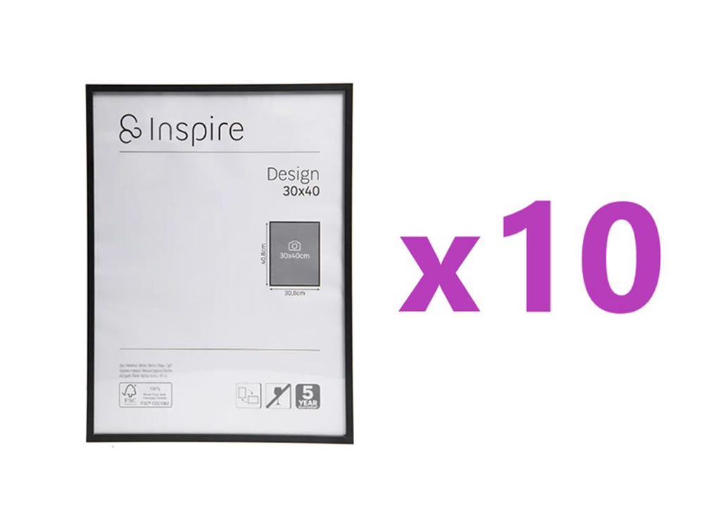 Рамка Inspire Design 30x40 см алюминий цвет черный, 10 шт. #1