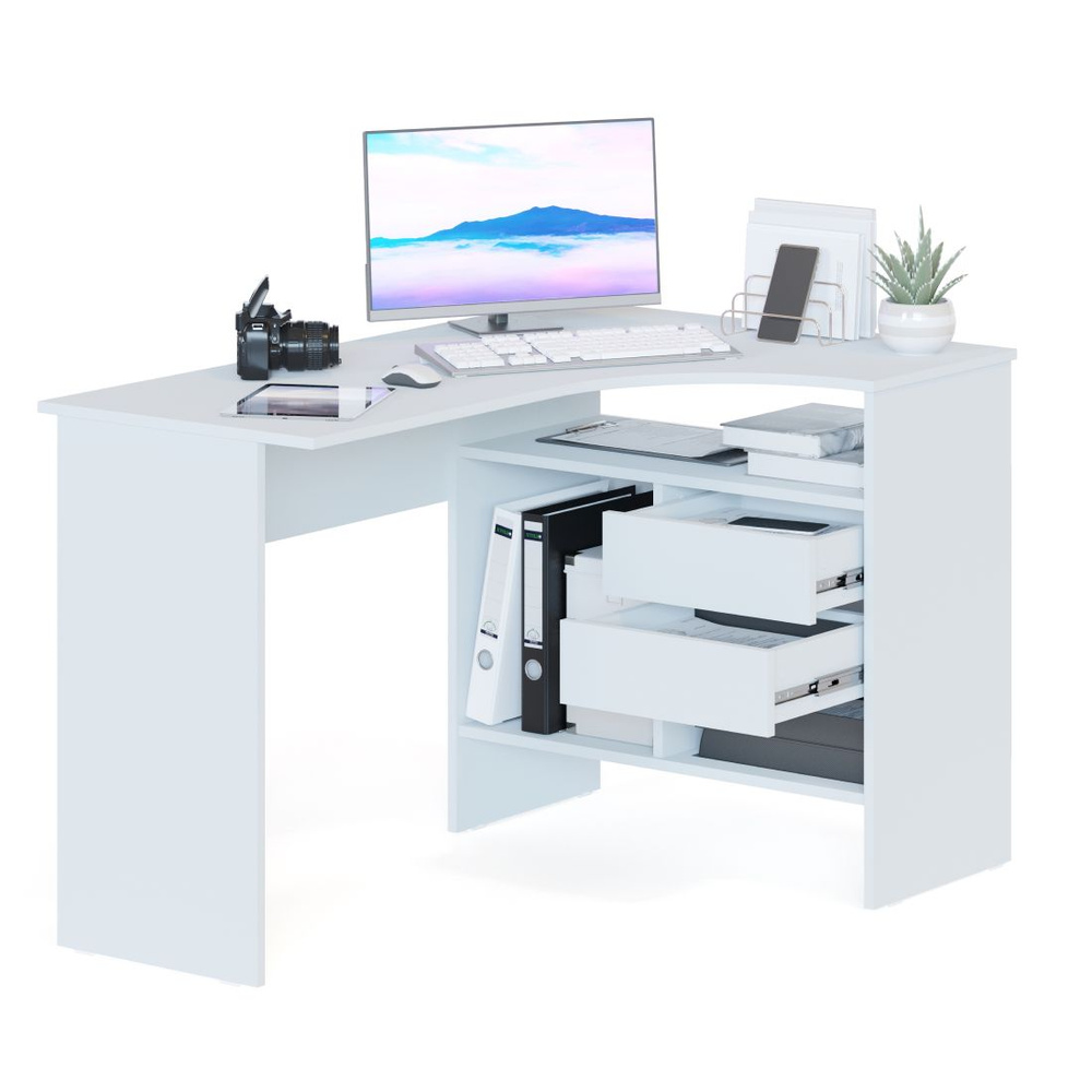 Мебельная Фабрика Сокол Письменный стол компьютерный угловой со встроенной тумбой правый, 120х81х74 см #1