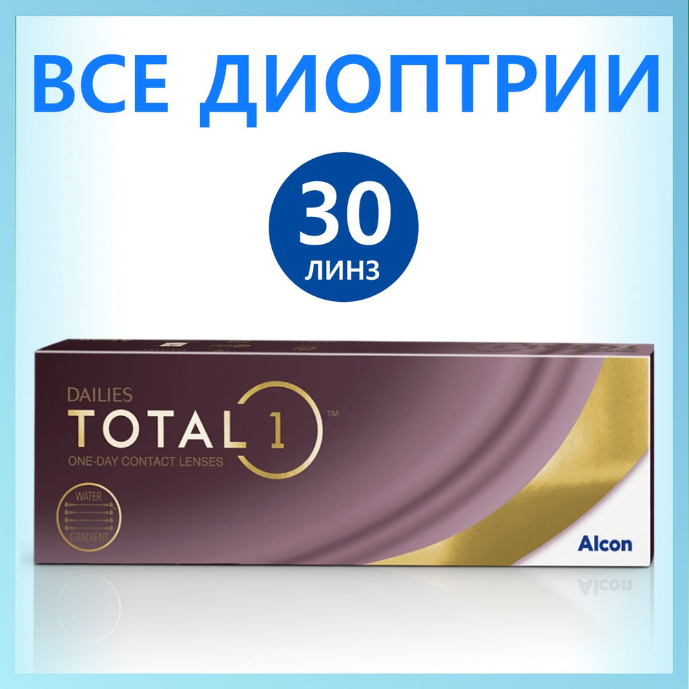 Контактные линзы Alcon Dailies Total 1 / Дейлис Тотал однодневные / 30 линз / 8.5 / -3.25  #1