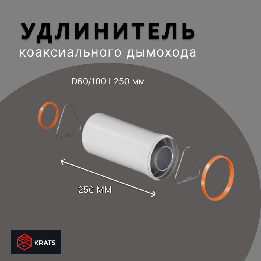 Удлинение коаксиального дымохода Krats (кратс), L 250 мм #1