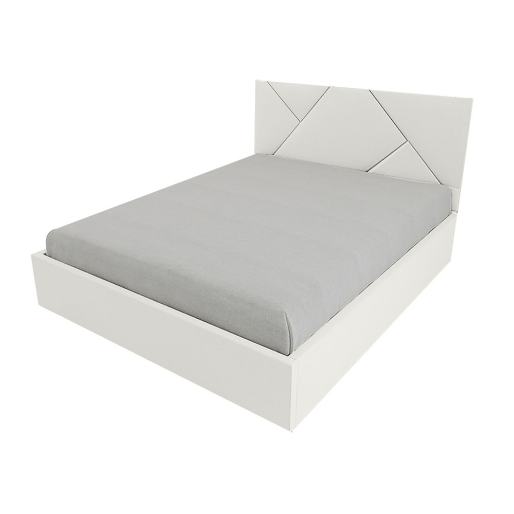 Двуспальная кровать Линда Эко 180x200 основание металлическое с ламелями велюр белый ножки 13 см хром #1
