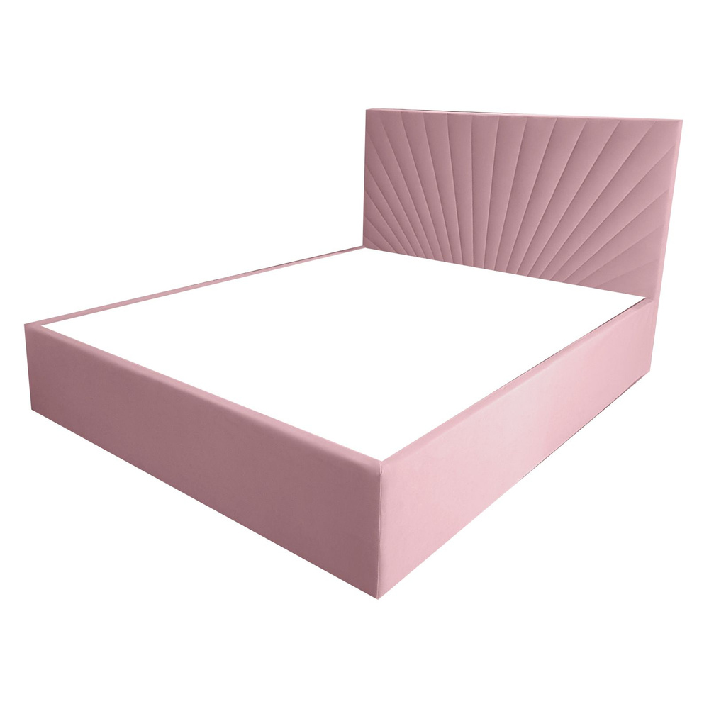Двуспальная кровать Санремо Эко 180x200 основание металлическое с ламелями велюр розовый ножки 5 см  #1
