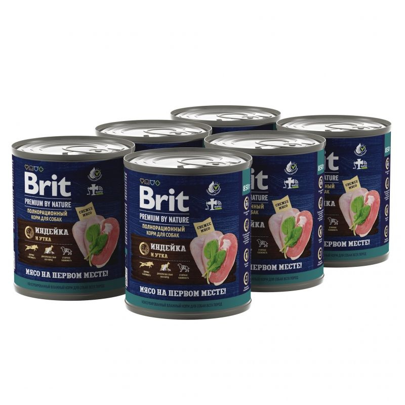 Brit Premium By Nature консервы с с индейкой и уткой для взрослых собак всех пород, 6х850 гр  #1